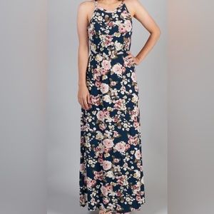 Papermoon blue floral danyela knit halter top maxi dress MP